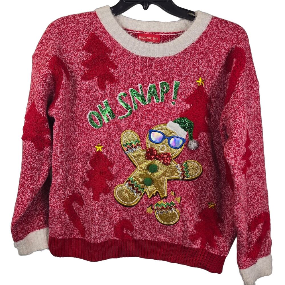UGLY SWEATER HOLIDAY Blizzard Bay Women's Christmas Sweater L Gingerbread Man NW